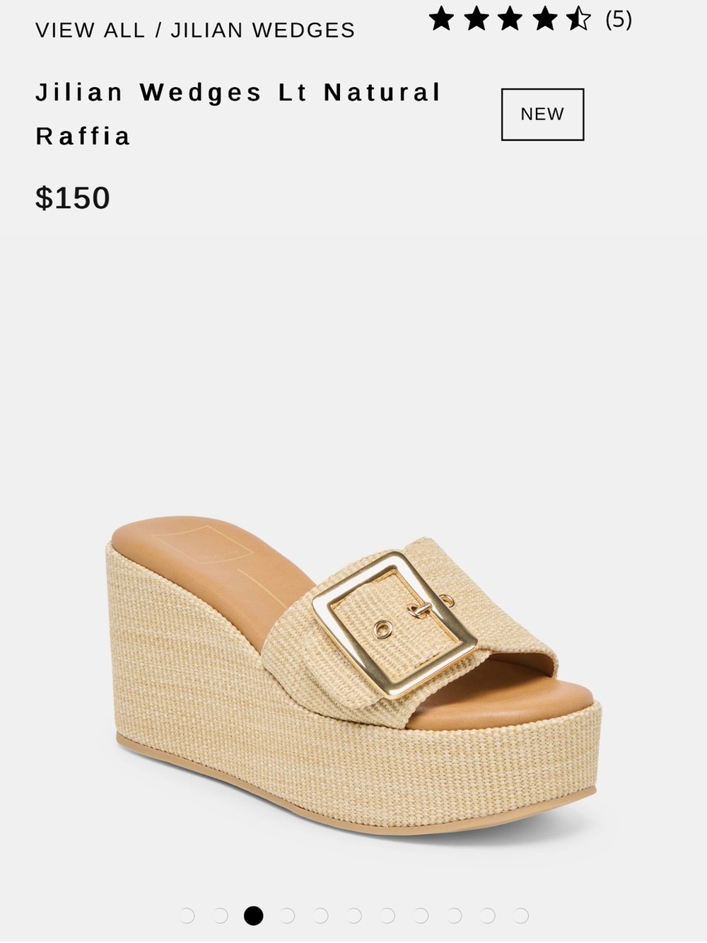 Dolce Vita Natural Raffia Platform Wedge with Gold Buckle